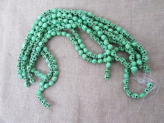 8Strands X 30Pcs Green Skull Gemstone Beads 12x10x10mm