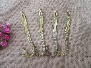 10Pcs Golden Color Mermaid Design Carved Hook Metal Bookmarks