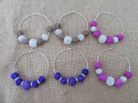 5Pairs Big Hoop Beaded Earrings Jewellery Fashion Trend Mixed
