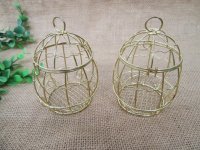 4Pcs Golden Mini Birdcages Baby Shower Favor Wall Hanging Cage