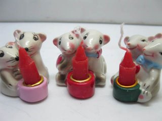 8Pcs Cute Mice Couple Status Candle Holders w/Candle