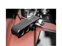 2Pcs Portable 120w Four Socket 2 USB Cigarette Charger