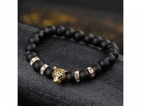 5X New Frost Healing Bead Yoga Bracelet with Golden Leopard Head