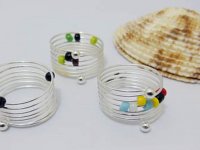100 Bulk Glass Beaded Wrap Rings Mixed Colour