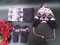 2x1Set Fashion Knitted Winter Warm Hat/Scarf/Gloves Set