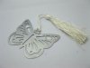 10X Silver-Metal Butterfly Bookmark w/Tassel Wedding Favor