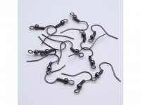 1000Pcs Gunblack Color Ear Wire Hooks W/Bead Coil