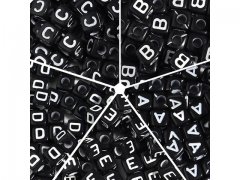 3Packs x 1000Pcs Black Alphabet Letter Cube Beads 5mm