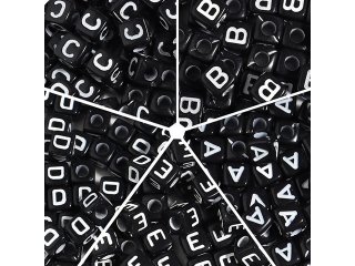 3Packs x 1000Pcs Black Alphabet Letter Cube Beads 5mm