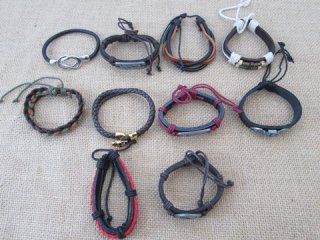 12Pcs Fashion Leatherette Drawstring or Clasp Tribe Bracelets