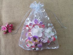 100Pcs White Heart Printed Drawstring Jewelry Gift Pouches 23x17
