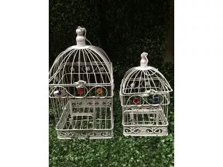 1Set 2in1 Square Luxury Hanging Bird Cage W/Rhinestone
