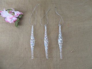 3Pcs Glass Finial Ornaments Hanging Pendants Home Party