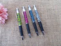 6Sheets x 4Pcs Retractable Ball Point Pen Black Ink Ball Pen
