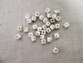 220Pcs Wooden Cube Alphabet Letter Beads 10x10mm