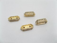 20 Golden Rhinestone Oval 2-strands Spacer Bar Clasps
