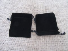 98Pcs Black Velvet Drawstring Gift Jewelry Pouches 65x65mm