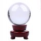 1X 78mm Clear Crystal Sphere Ball with Wooden Base