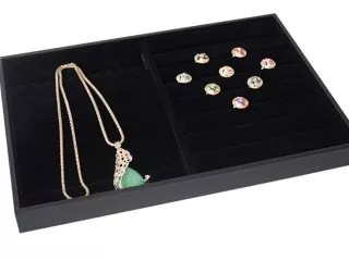 1Pc Velvet Ring Necklace Display Case Jewelry Holder 2 Fuction