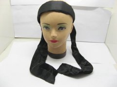 1 Black Headbands Hairband with Attached Scarves