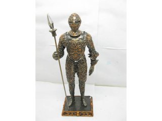 1X New Resin Armored Stand Knight Statue w/Spear