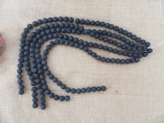 5String x 37Pcs Black Round Lava Stone Beads Jewelry Making 10mm