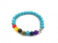12Pcs Healing Blue Turo Bead Yoga Bracelet 7 Gemstone Chakra