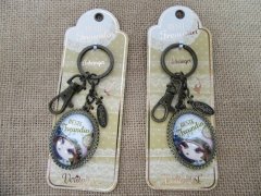 (image for) 12Pcs Alloy Zinc Antique Unique Oval Key Ring