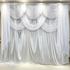 1Pc White 3x1.6M Tassel Swag Drape Stage Wedding Backdrop Back (image for) 1Pc White 3x1.6M Tassel Swag Drape Stage Wedding Backdrop Back