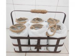 6X Bottles Containers Vases w/Basket Home Wedding Favor