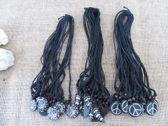 (image for) 60Pcs Black Waxen String Necklace with Assorted Pendants 45cm