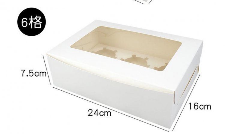 10Pcs White Paper 6 Hole Cupcake Cake Box w/Window - Click Image to Close