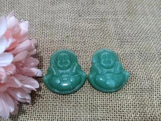 (image for) 6Pcs Jade Lucky Buddha Glass Pendant Healing Fengshui Beads