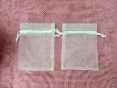 (image for) 100 Green Drawstring Jewelry Gift Pouches 8x6cm