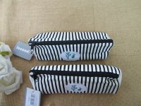 6Pcs Black and White Stripes Cactus Pencil Case Zipper Bag