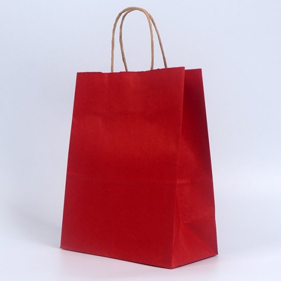 48 Bulk Kraft Paper Gift Carry Shopping Bag 26.5x21x10.5cm Red - Click Image to Close