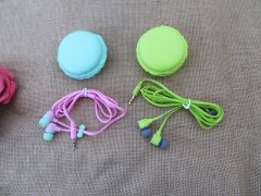 (image for) 4Sets New Macaroon Color In Earphone Headphone W/Cute Case
