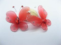 (image for) 100 Red Glitter Butterfly Fairy Wing Crafts Embellishments Trims