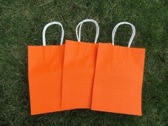(image for) 48 Bulk Kraft Paper Gift Carry Shopping Bag 21x15x8cm Orange