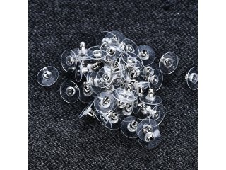 1000 Silver Plated Earring Back Stoppers Finding 10x6mm