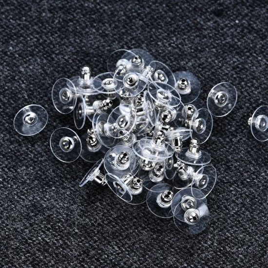 1000 Silver Plated Earring Back Stoppers Finding 10x6mm - Click Image to Close