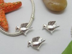10Pcs Silver Plated Thread Peaceful Dove European Beads 10Pcs Silver Plated Thread Peaceful Dove European Beads