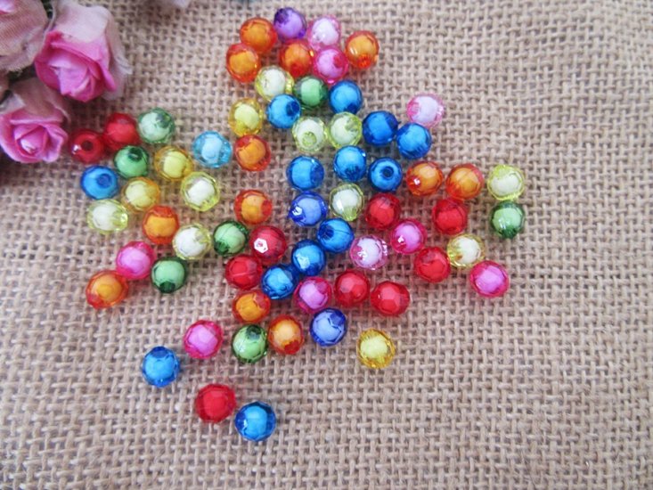 1140Pcs Faceted Round Beads Jewellery Findings 8mm Mixed Color - Click Image to Close