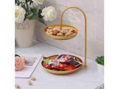 1Set Golden 2-Tier Muffin Cookies Candy Dessert Stand