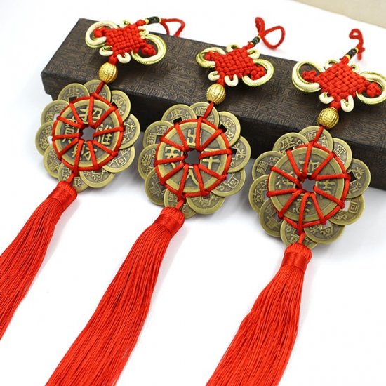 6Pcs Lucky Chinese Fengshui Hanging Charm Amulet Coins Pendants - Click Image to Close