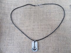 12Pcs Waxen String Necklace with Stainless Steel Anchor Tag