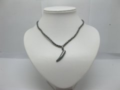 (image for) 12 Hematite Beaded Necklaces Ivory Pendants