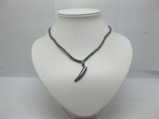 12 Hematite Beaded Necklaces Ivory Pendants