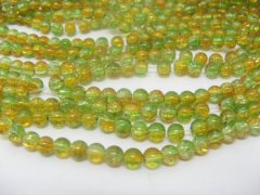 10 Strands Yellow & Green Round Crackle Glass Beads 10 Strands Yellow & Green Round Crackle Glass Beads