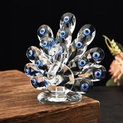(image for) 1Pc Blue Peacock Figurines Crystal Ornament Home Office Decoration